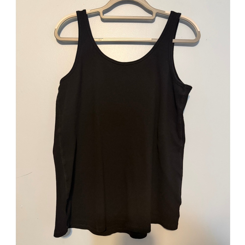 Lane Bryant Women's 18/20 Black Ribbed Scoop Neck Cotton Stretch Tank Top 1976